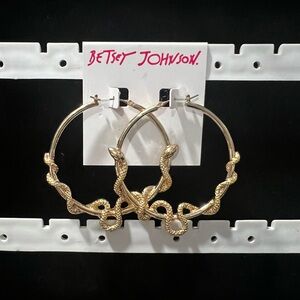 Betsey Johnson Gold Snake Hoop Earrings
